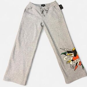 Ed Hardy Gray Sweatpants with Colorful Graphic